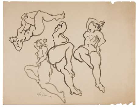 Appraisal: JOSEPH DELANEY - Nude Studies Brush and India ink on