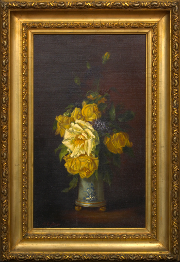 Appraisal: S E Davis American th Century Still Life with Yellow