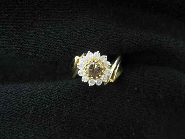 Appraisal: Diamond Ring fancy champagne diamond weighing carat surrounded by white