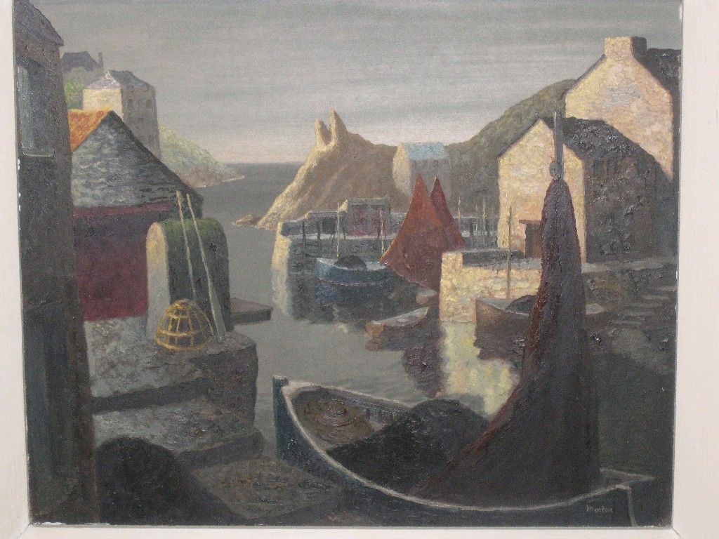 Appraisal: Oil on board harbour scene signed Morton