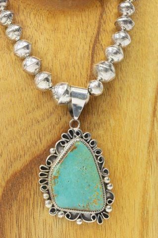 Appraisal: Native American sterling silver necklace Leslie Nez Navajo b central