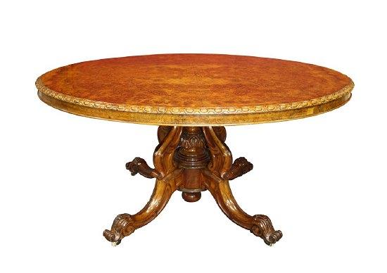 Appraisal: A Victorian burr walnut loo table circa the oval top