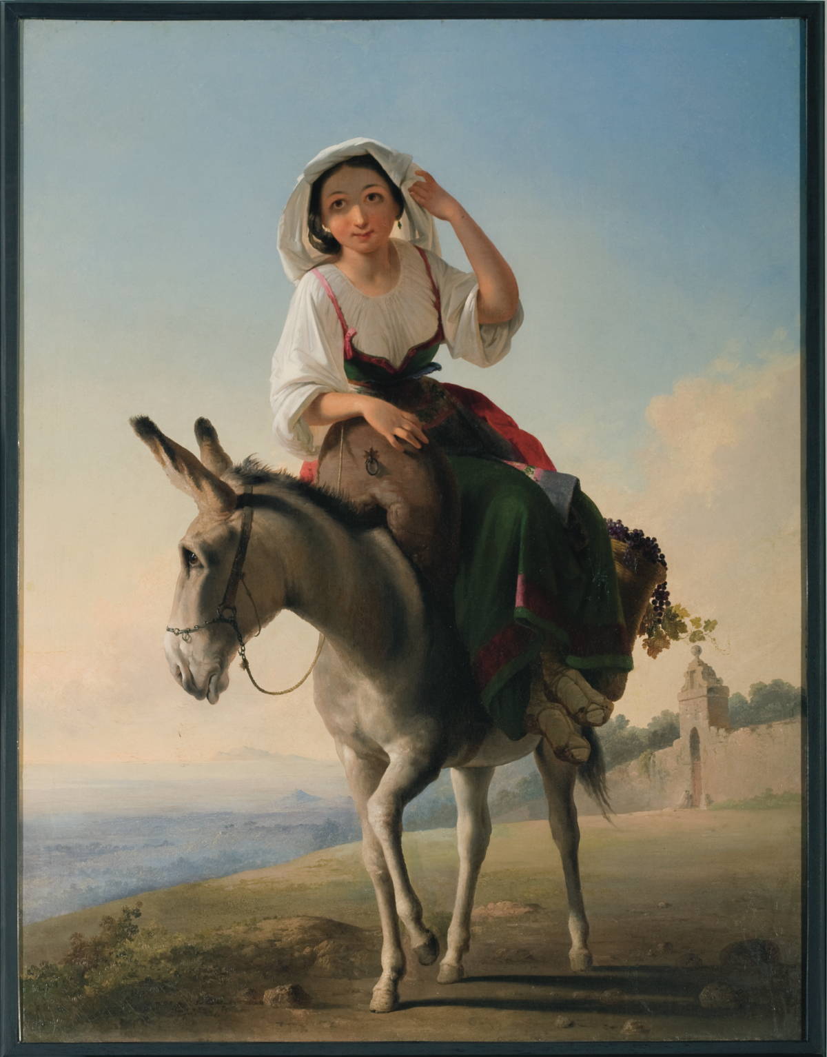 Appraisal: PEASANT WOMAN RIDING A DONKEY ON THE ROMAN CAMPAGNA Oil