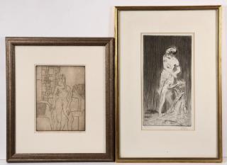 Appraisal: FRAMED ETCHINGS Flapper Preparing to Dance by TROY KINNEY IL