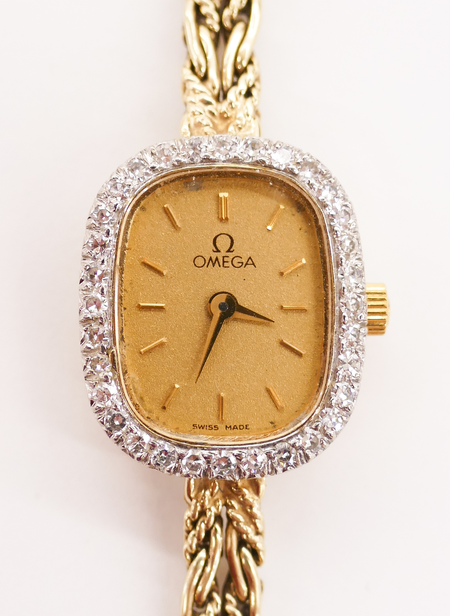 Appraisal: Lady's Omega k Diamond Wristwatch '' A solid k gold