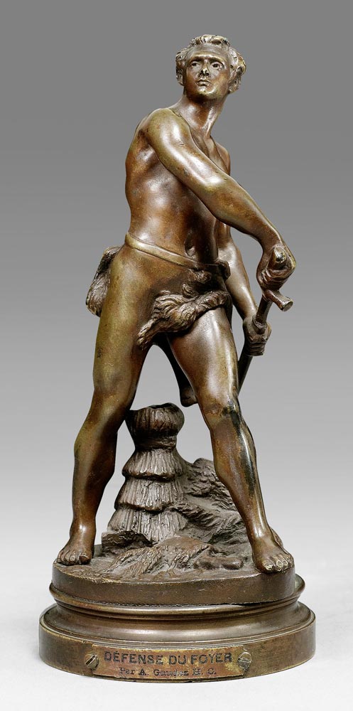 Appraisal: SCULPTURE OF A WARRIOR France signed A GAUDEZ Adrien Etienne