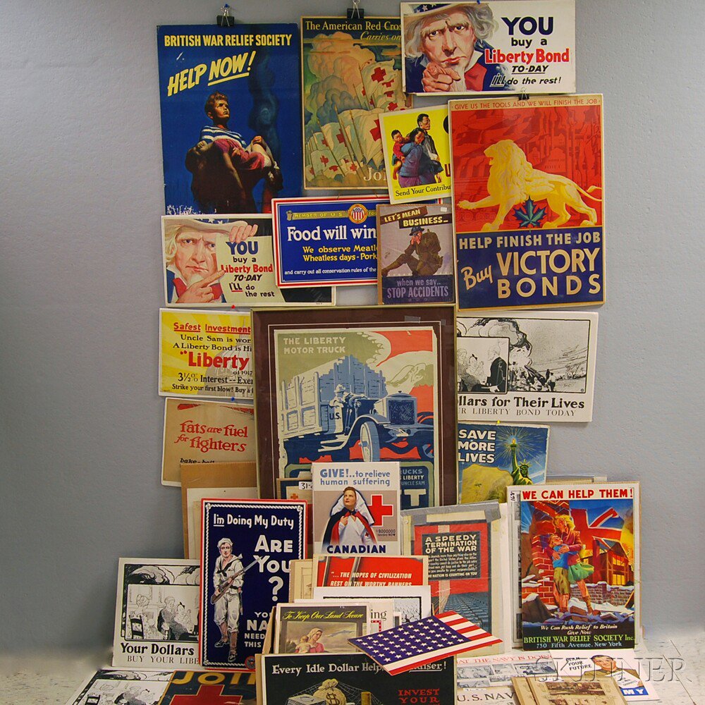 Appraisal: Group of WWI and WWII Posters including poster campaigns for