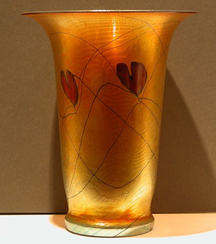 Appraisal: Art Nouveau Glass Vase iridescent glass on Glass th Century