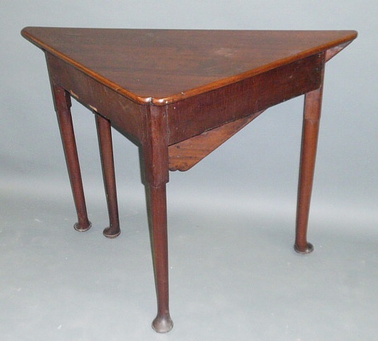 Appraisal: English Queen Anne mahogany handkerchief table c h top x