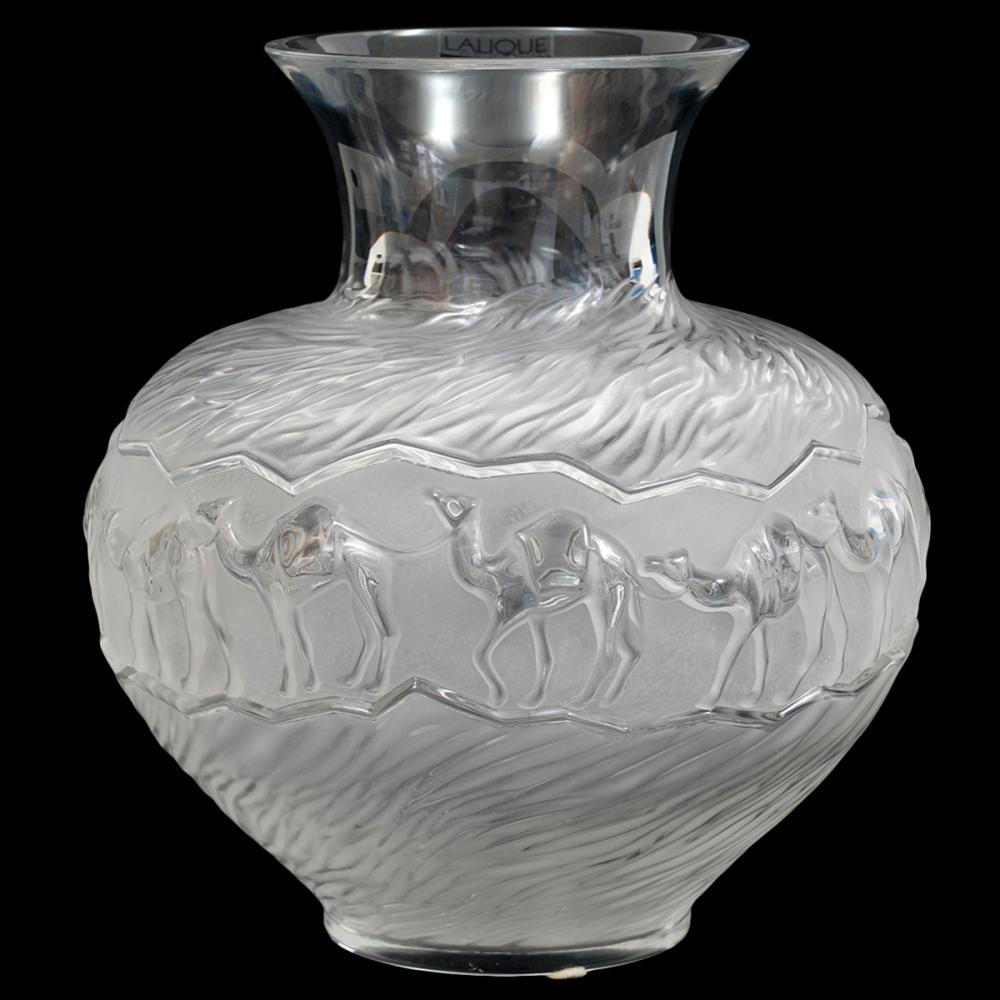 Appraisal: LALIQUE CRYSTAL GHARDAIA CAMEL VASECrystal Lalique Ghardaia Vase with camel