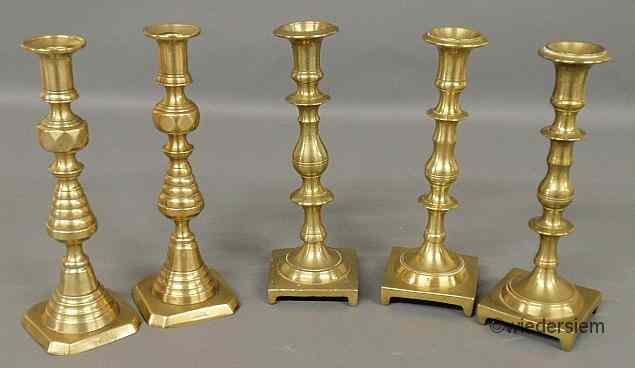 Appraisal: Group of Russian and Victorian candlesticks all th c all