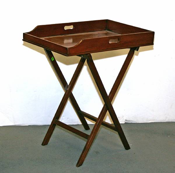 Appraisal: An English mahogany butler's tray on stand late th century