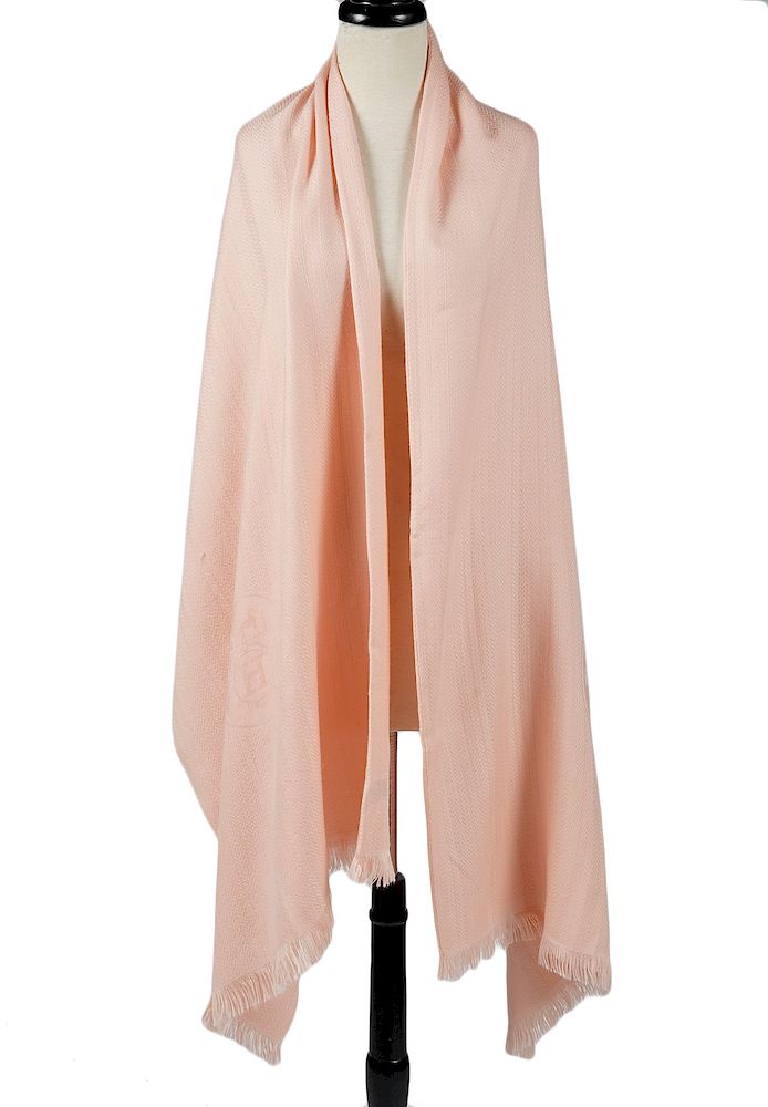 Appraisal: Hermes Cashmere Silk Wrap in Pale Pink Hermes cashmere silk