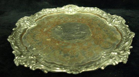 Appraisal: A Sheffield plated waiter the rim with scroll and shell