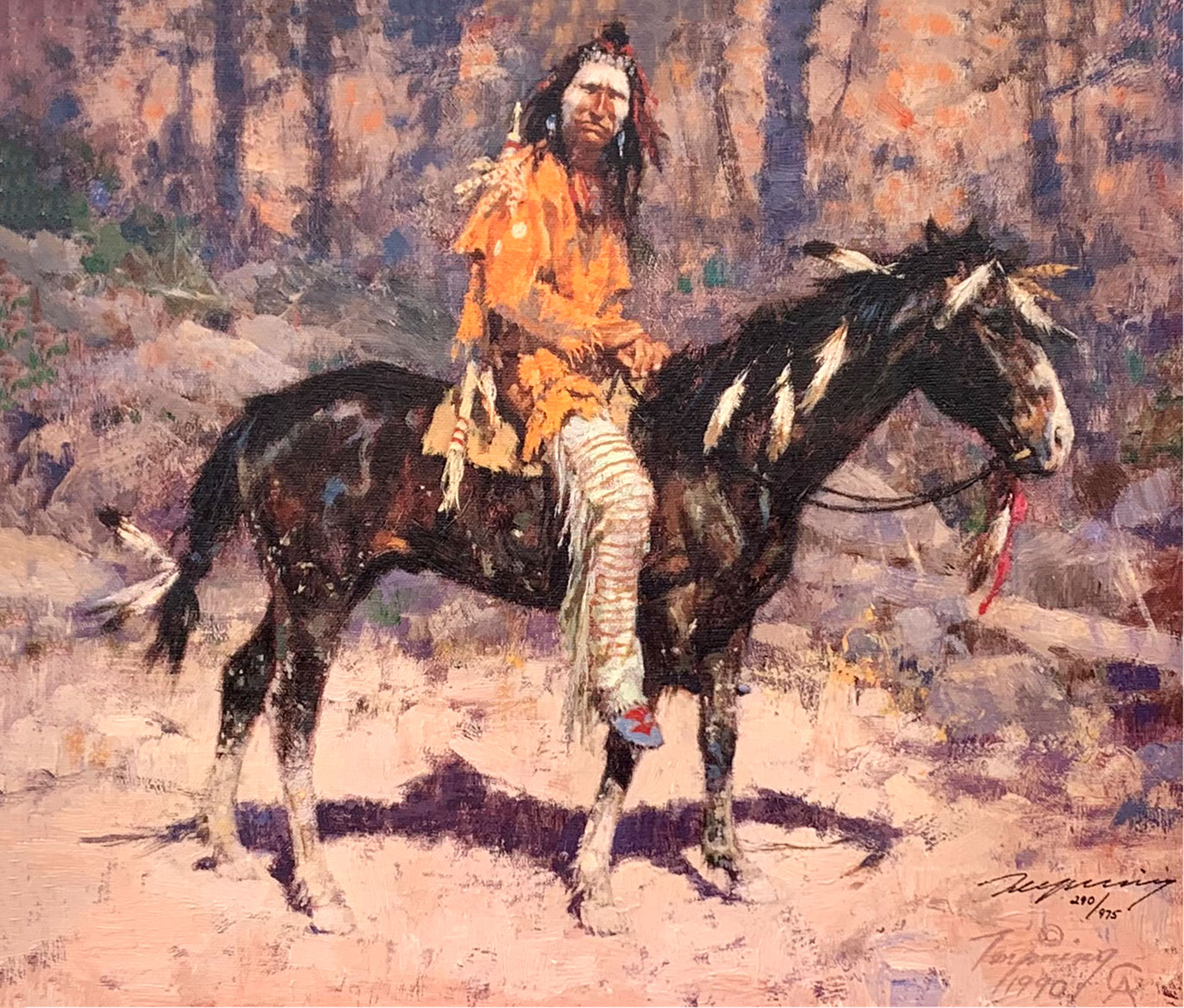 Appraisal: TERPNING Howard American - ''Horse Feathers'' Giclee on Canvas ''