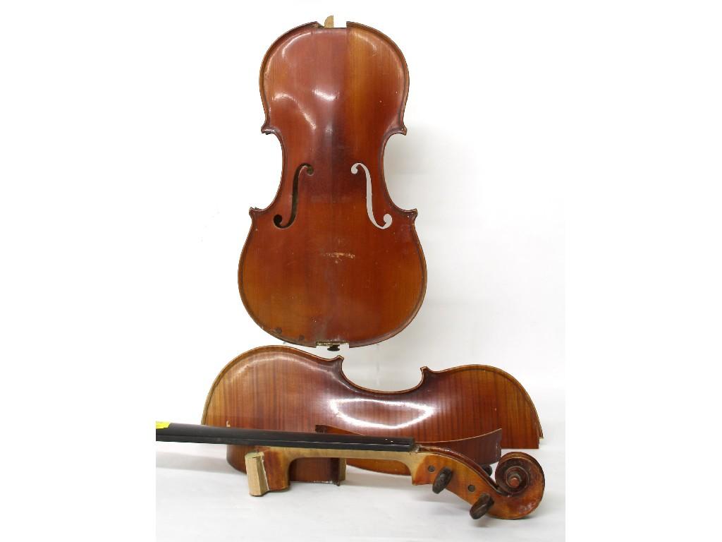 Appraisal: French violin in need of restoration labelled J-B Zarni cm