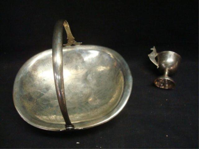 Appraisal: Silver Russian Two-Handled Tray Small Cup Inscribed in Hebrew and