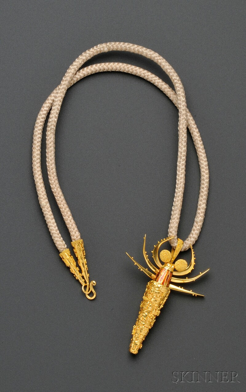 Appraisal: kt Gold and Enamel Caddis Worm Pendant Brooch John Paul