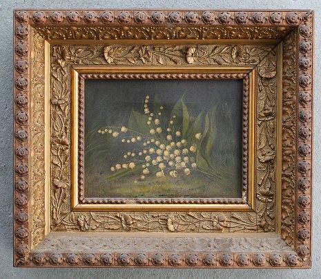 Appraisal: TH C STILL LIFE PAINTING LILY OF THE VALLEY Painted