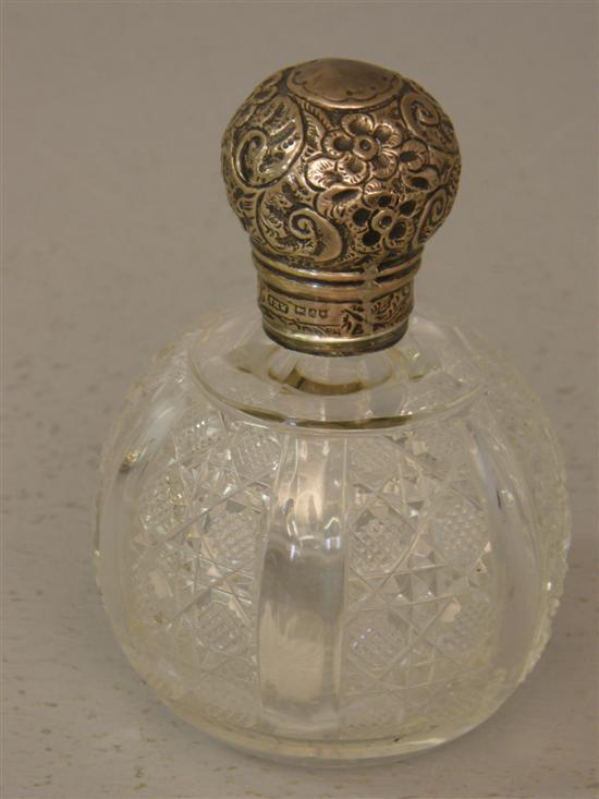 Appraisal: Victorian hobnail cut glass perfume bottle with silver top London