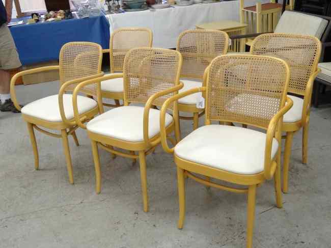 Appraisal: Set of six cane back bentwood chairs Lownstein '' Seat