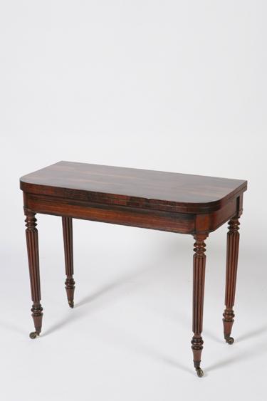 Appraisal: A LATE GEORGE III ROSEWOOD FOLD TOP TEA TABLE the