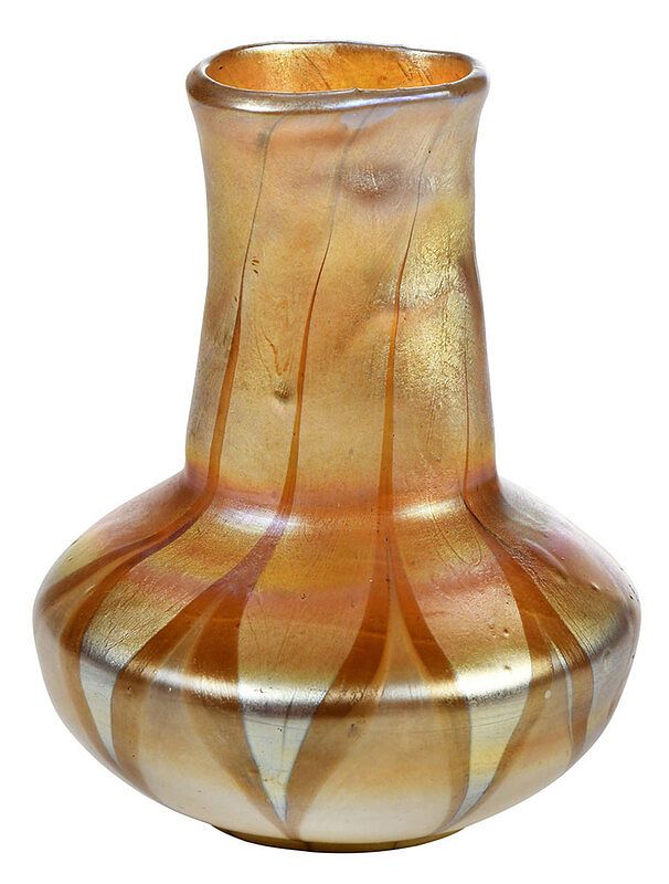 Appraisal: Tiffany Gold Favrile Art Glass Bud Vase American early th