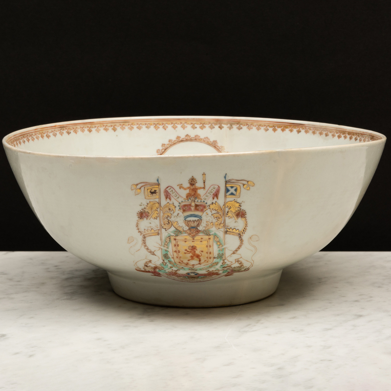 Appraisal: Chinese Export Famille Rose Porcelain Royal Scottish Armorial Punch Bowl