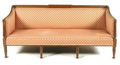 Appraisal: A th century mahogany frame settee with a reeded edge