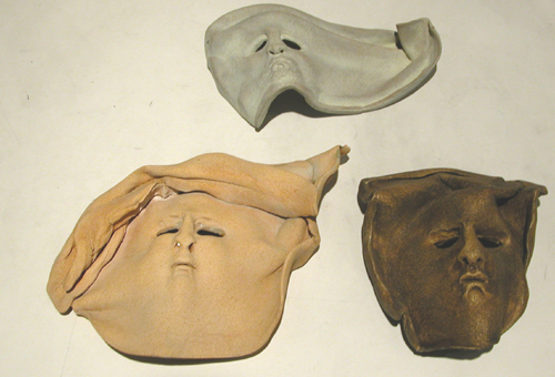 Appraisal: Three Ceramic Masks Morring Eleanor Myers ceramic x x inches