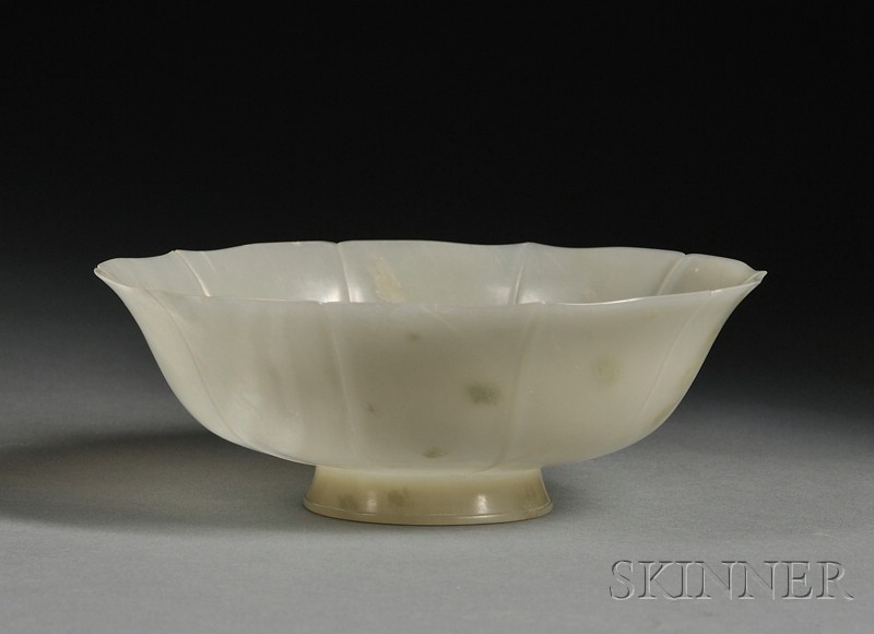 Appraisal: Jade Bowl China th century highly translucent pale green stone