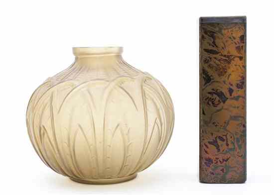 Appraisal: An Art Nouveau Glass Vessel together with another square example