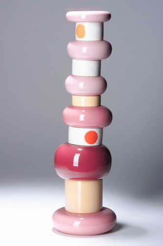 Appraisal: ETTORE SOTTSASS White clay assembled totemic sculpture of rounded elements