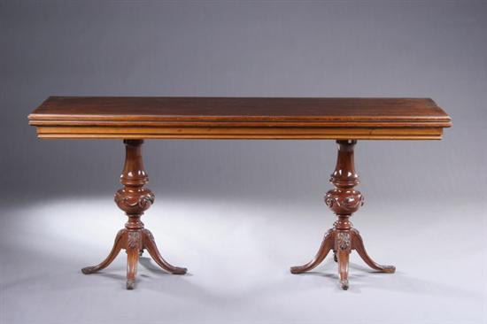 Appraisal: GEORGE III STYLE MIXED WOOD SOFA TABLE th century Rectangular