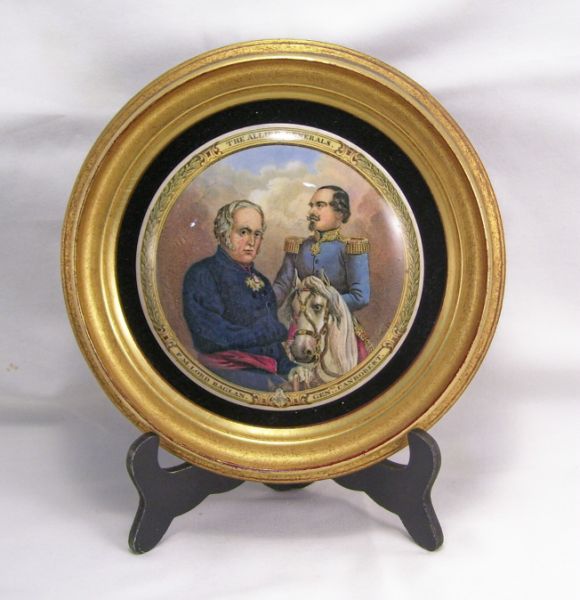 Appraisal: Porcelain Commemorative Pot Lid th century framed pot lid of