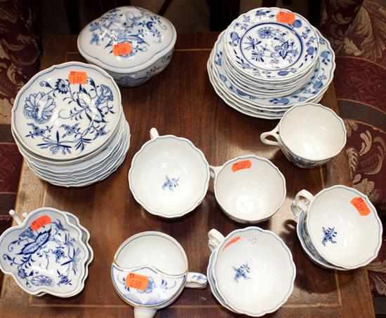 Appraisal: Assembled set of blue onion porcelain makers include Meissen and