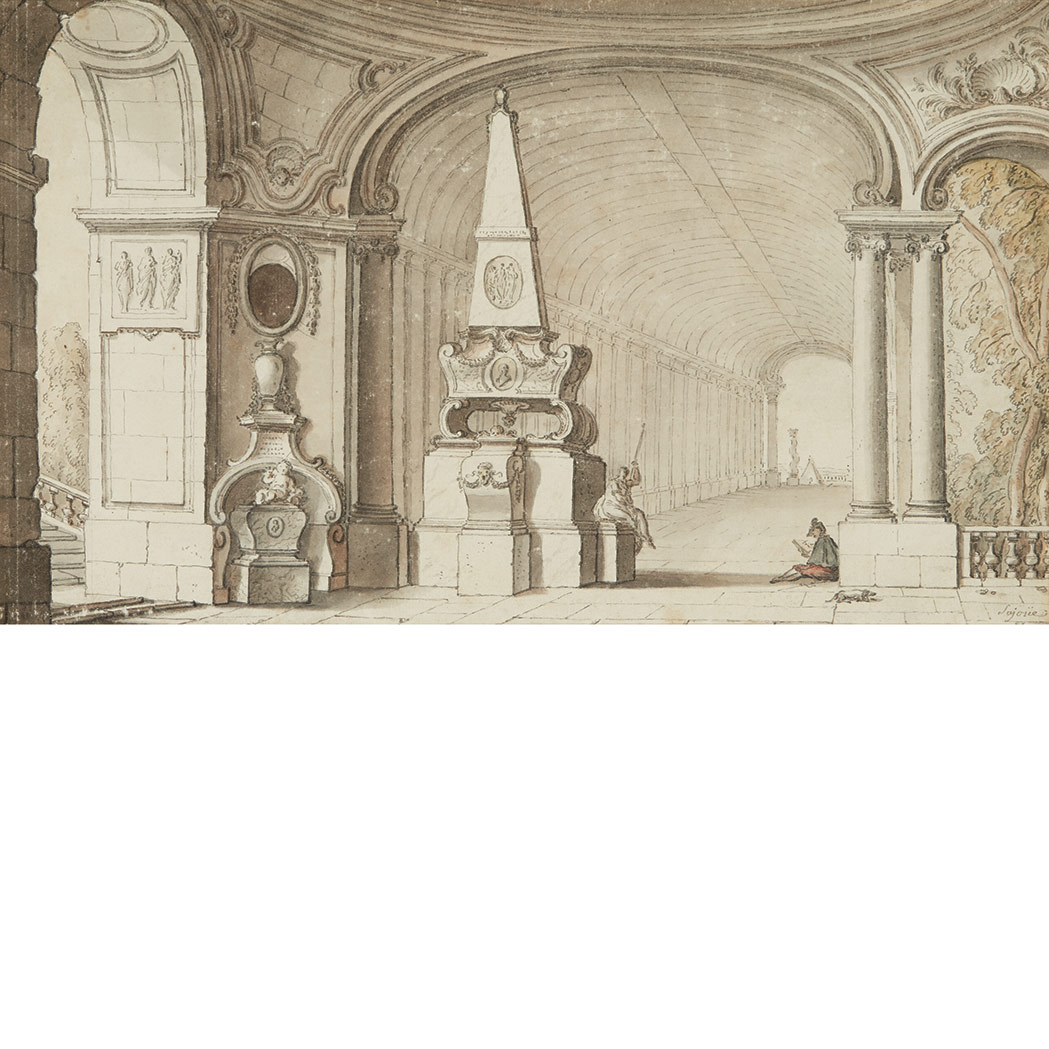 Appraisal: Jacques de Lajoue French - An Artist Sketching a Monument