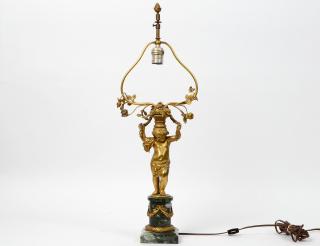 Appraisal: LOUIS XV STYLE GILT BRONZE FIGURAL LAMP th Century In