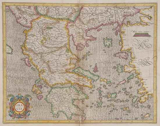 Appraisal: Mercator Gerard Graecia decorative title cartouche lower left hand-coloured engraved