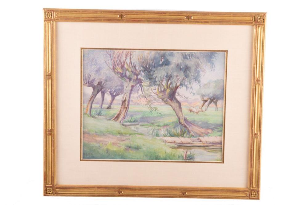 Appraisal: ANNA HILLS OLD WILLOWS HOLLAND circa watercolor signed dated lower