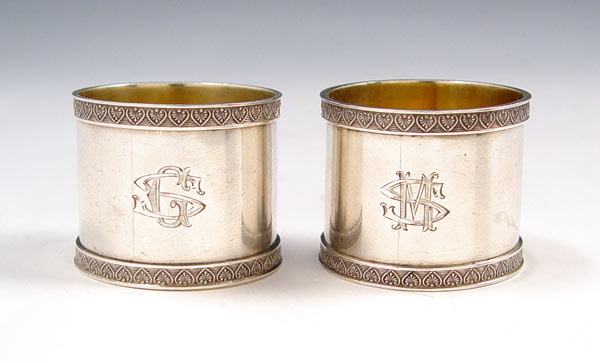 Appraisal: PAIR FABERGE RUSSIAN SILVER NAPKIN RINGS - St Petersburg Zolnik