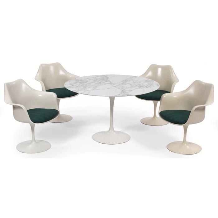 Appraisal: Eero Saarinen dining set by Knoll round white marble top