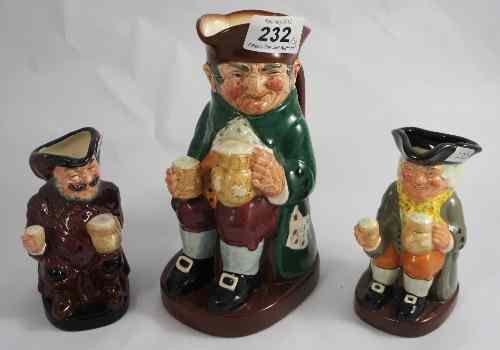 Appraisal: Royal Doulton Large Toby Jugs Old Charley D Small Falstaff