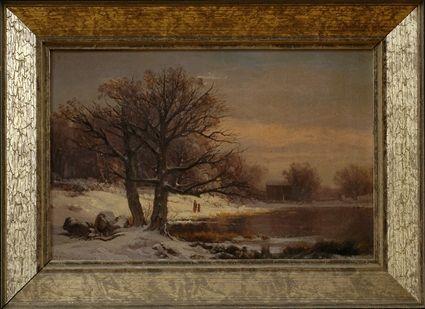 Appraisal: CONTINENTAL SCHOOL THE POND IN WINTER Oil on canvas relined