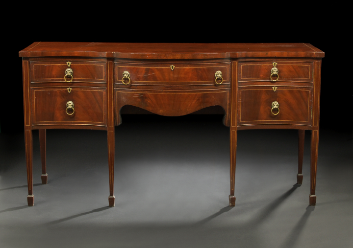 Appraisal: George III-Style Mahogany Sideboard late th century the banded rectangular