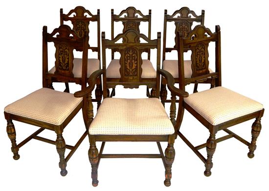 Appraisal: Six th C oak dining chairs one armchair and five