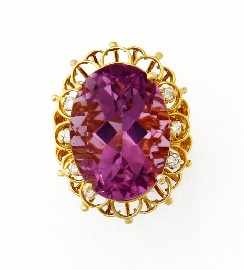 Appraisal: A ct gold amethyst and diamond ring size L gms