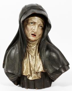 Appraisal: MATER DOLOROSA SPANISH CARVED WOOD FIGURE TH C MATER DOLOROSA