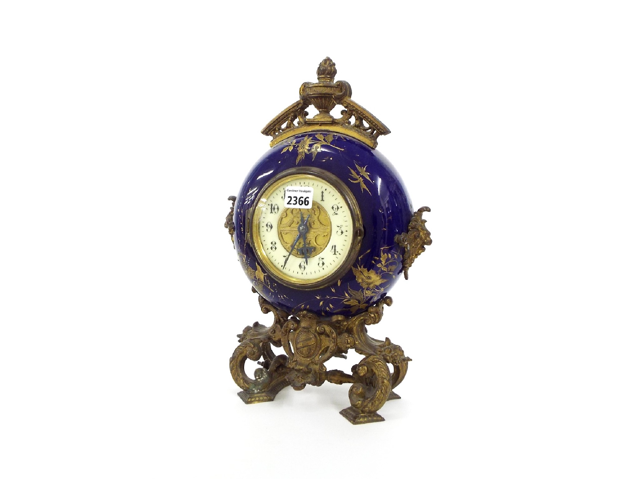 Appraisal: Pottery and gilt metal mounted mantel clock timepiece the cream