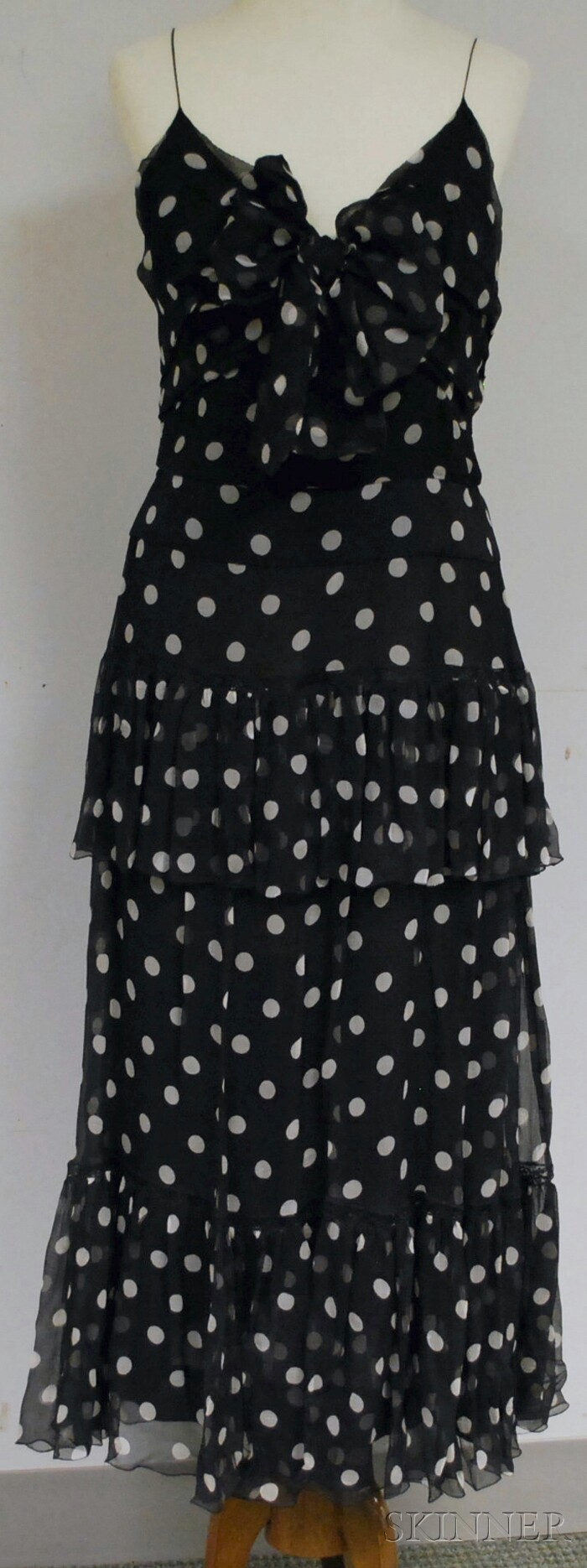 Appraisal: Chanel Black-and-White Polka Dot Silk Slip Dress labeled size with